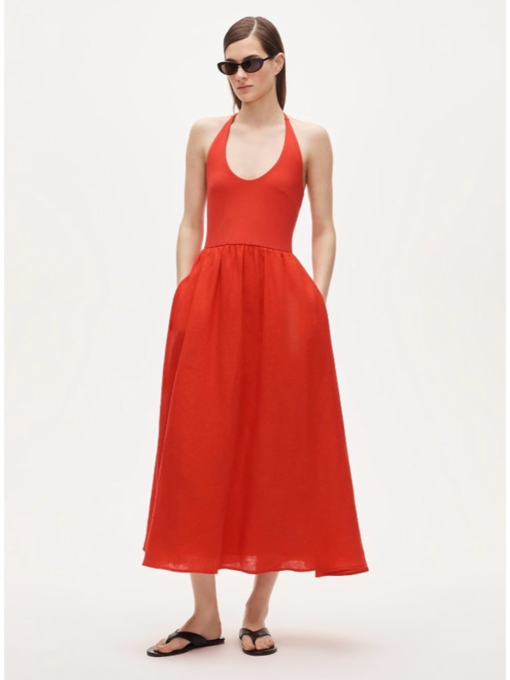 NWT J. Crew Mixy Halter Dress Dark Poppy Red
